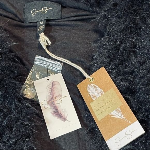 Jessica Simpson Kassidy Embellished Faux-Shearling Black Studded Jacket XS - Picture 15 of 15